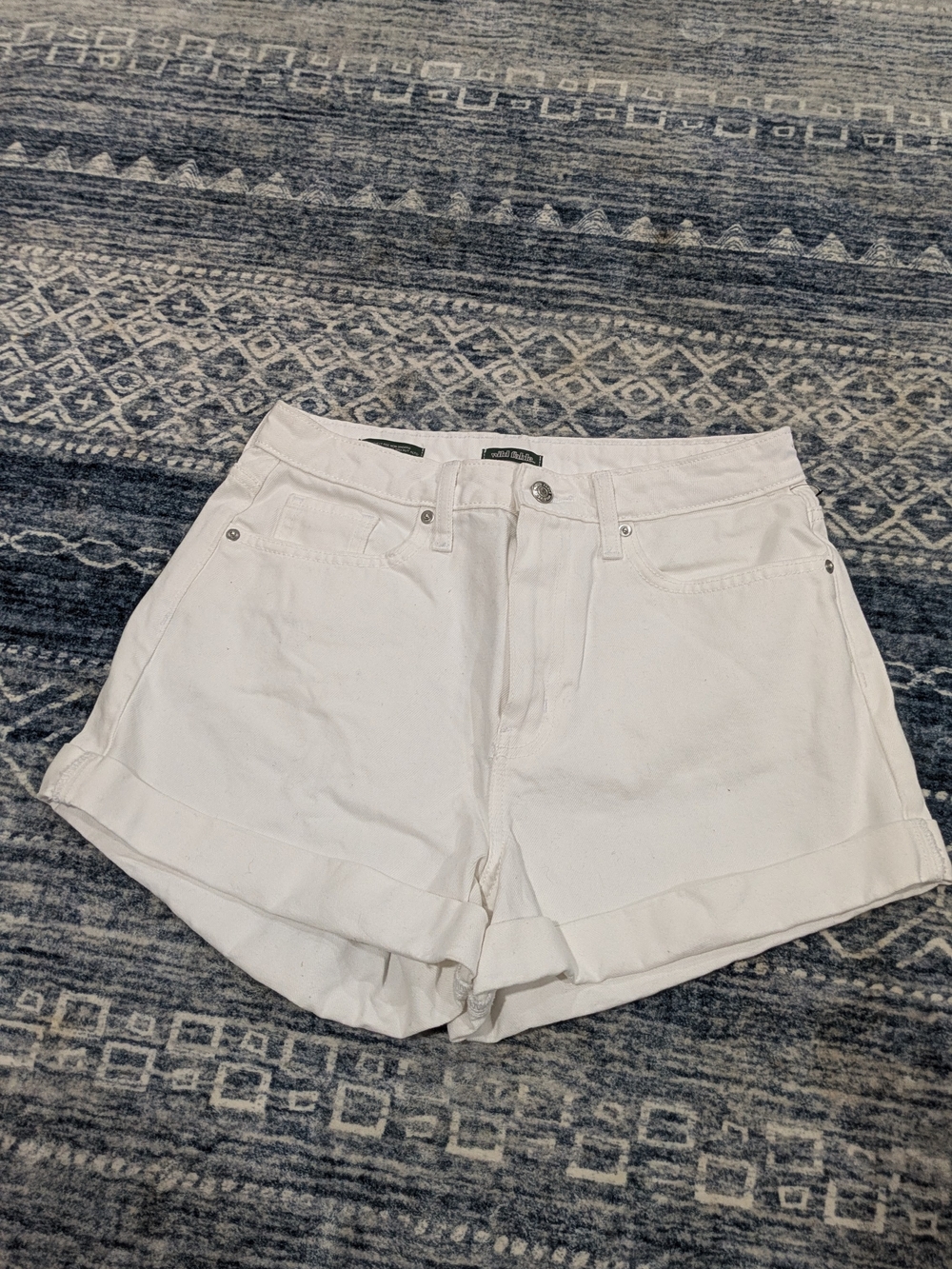 wild fable White High-Waist Cuffed Denim Shorts